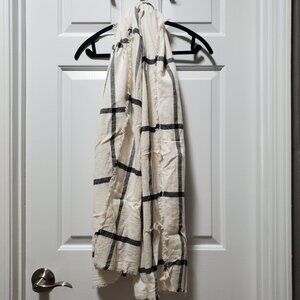 Ann Taylor Black and Cream Windowpane Check Scarf